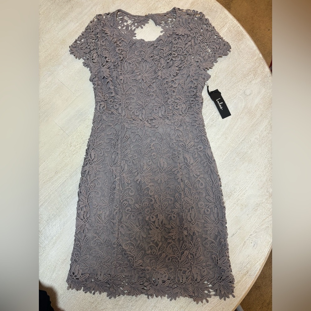 Lulu's Mauve Lace Midi Dress